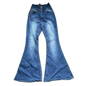 American Bazi Blue Washed Out Flare Jeans: Size S